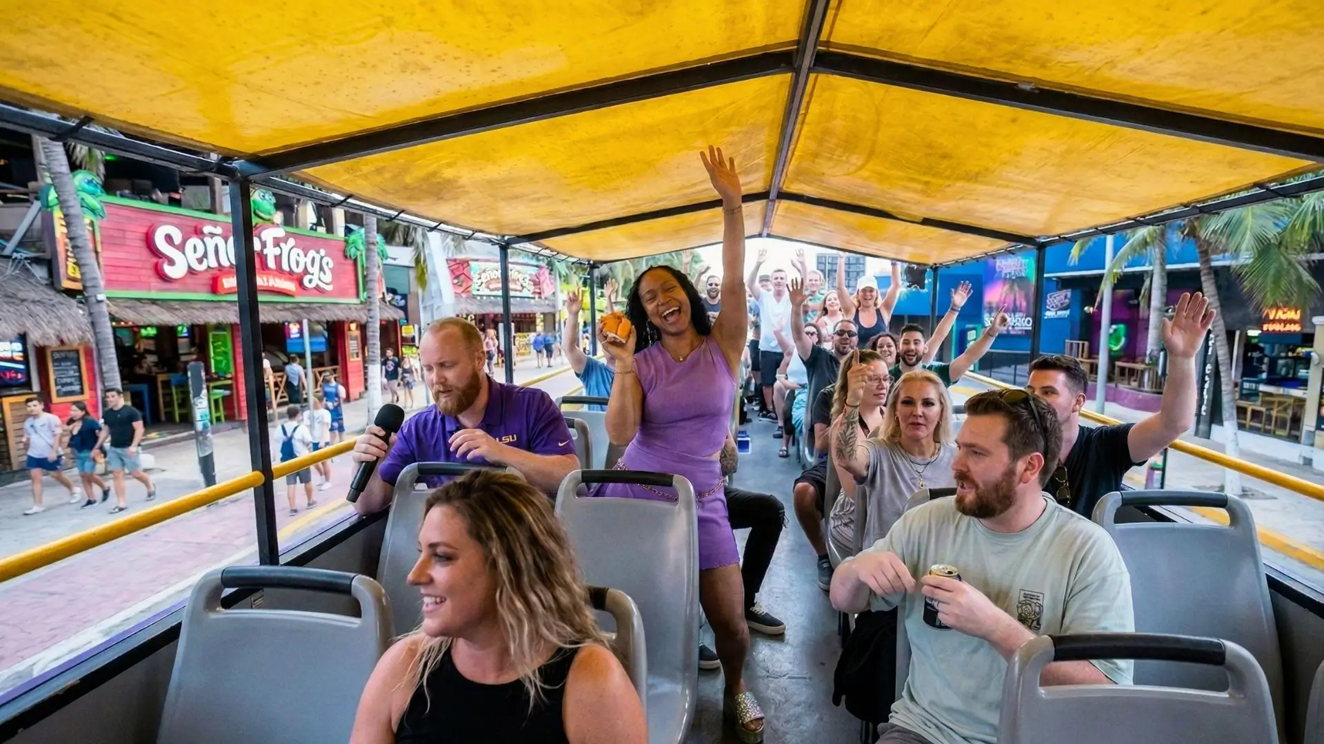 Cancun Party Bus Day Tour: Sightseeing, Shopping, and Partying