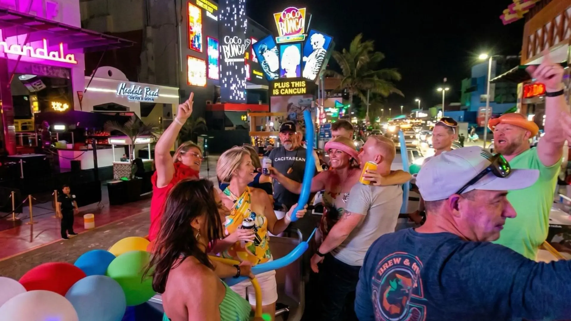 cancun party bus night tour tickets